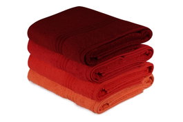 Mijölnir Juego de Toallas de Baño 4 Piezas 100% Algodón 500 gr/m² 70 x 140 cm Rojo Naranja Fucsia